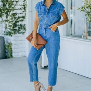 Sleeveless Denim Jumpsuit